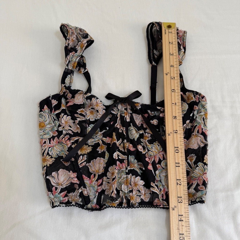 Victoria's Secret Dream Angels Floral Corset Top Womens 32C Black Embroidered - Picture 12 of 12